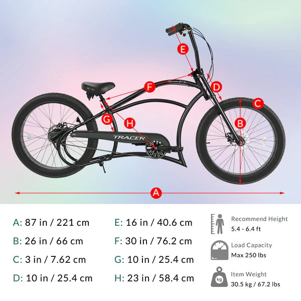 Tracer Harman 3i 26'' Vintage Internal 3-Speed Chopper Stretch Fat Tyre Bike
