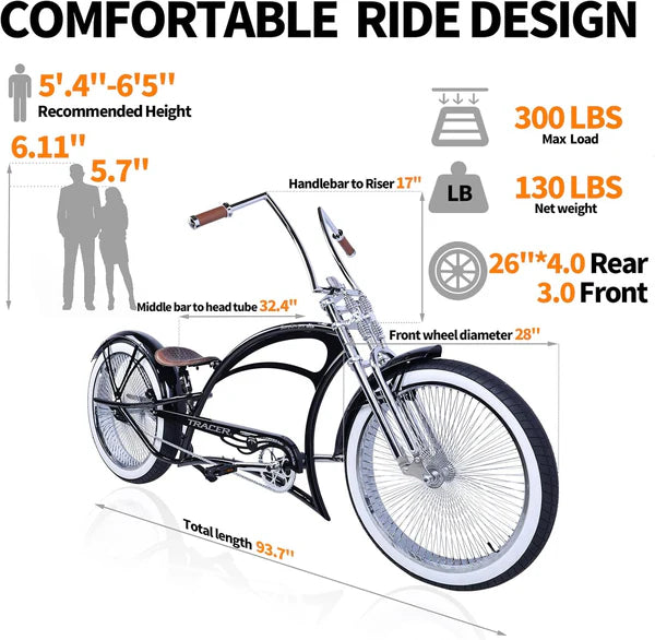 Tracer Scorpion Pro DTS Stretch Chopper Cruiser Bike