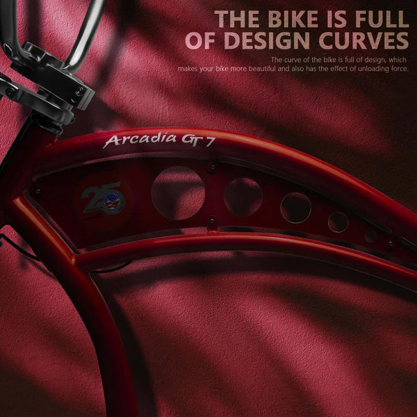 Tracer Arcadia GT7 26" Chopper Cruiser Stretch Bike 7 Speed