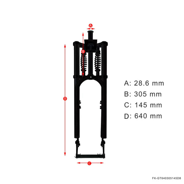 Tracer FK-GT640305145D8 26''-29'' Adjustable Dual Spring Fork for Disc Brake 1-1/8"(28.6mm)