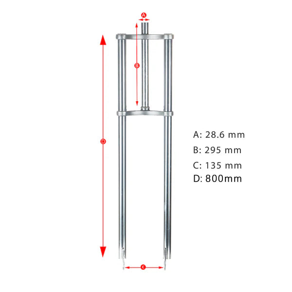 Tracer FK-TP80305135D8 Triple Tree Fork For 4.0 tire with Disc Brake 1-1/8" (28.6 mm)