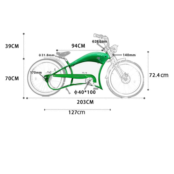 Tracer FM-Twenty5 E-Bike 26" Frame and Chain Guard for 26" x3.0, 4.0 Tyre