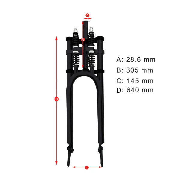 Tracer FK-GTS640305145D8 26'' Over and Under Dual Spring Adjustable Classical Fork for Disc Brake 1-1/8" (28.6mm)